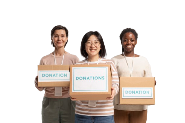 Volunteers preparing donation boxes for rural distribution
